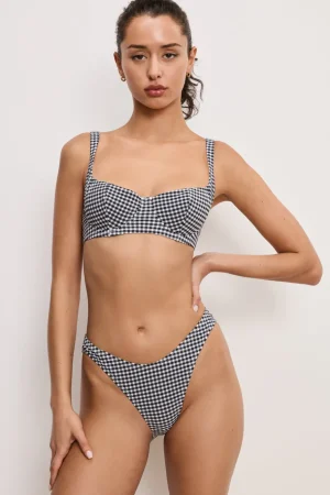 Good American Swim<BALCONETTE BIKINI TOP Black gingham007