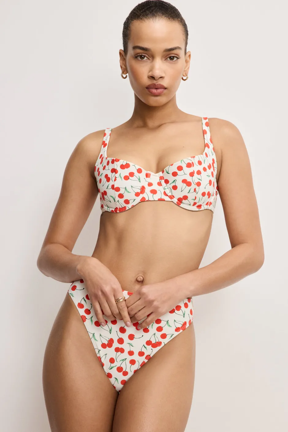 Good American Swim<BALCONETTE BIKINI TOP Snow cherries 04
