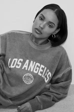 Good American Sweaters | Sweats<BRUSHED FLEECE CREWNECK SWEATSHIRT Washed fatigue green001