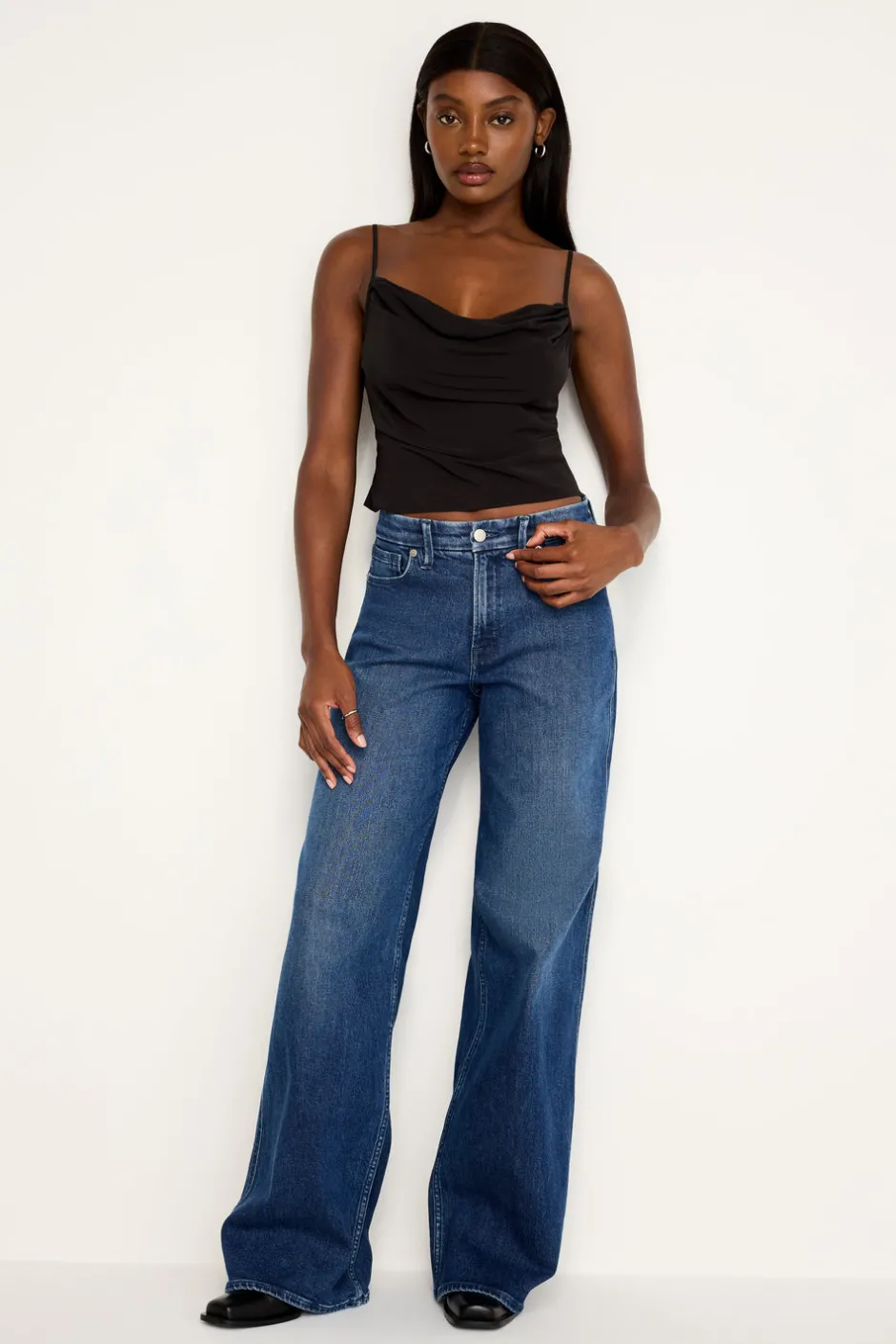 Good American Tops<CHIFFON COWL CAMISOLE Black001