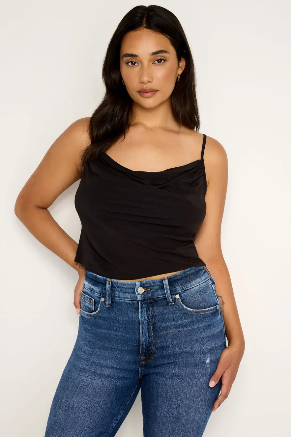 Good American Tops<CHIFFON COWL CAMISOLE Black001