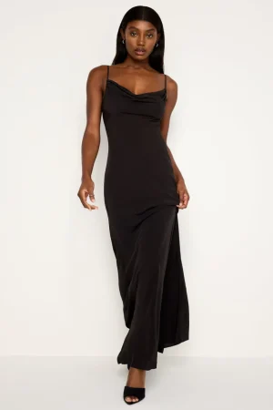 Good American Dresses<CHIFFON MAXI SLIP DRESS Black001