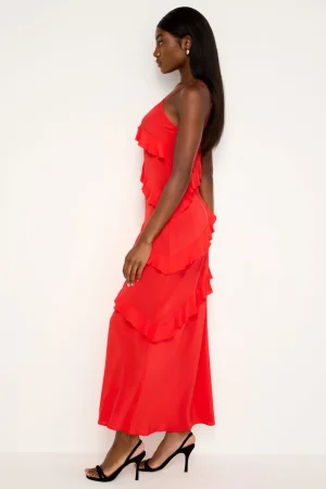 Good American Dresses<CHIFFON RUFFLE SLIP DRESS Grenadine003