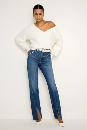 Good American Belts<CLASSIC SADDLE BUCKLE BELT Cream001