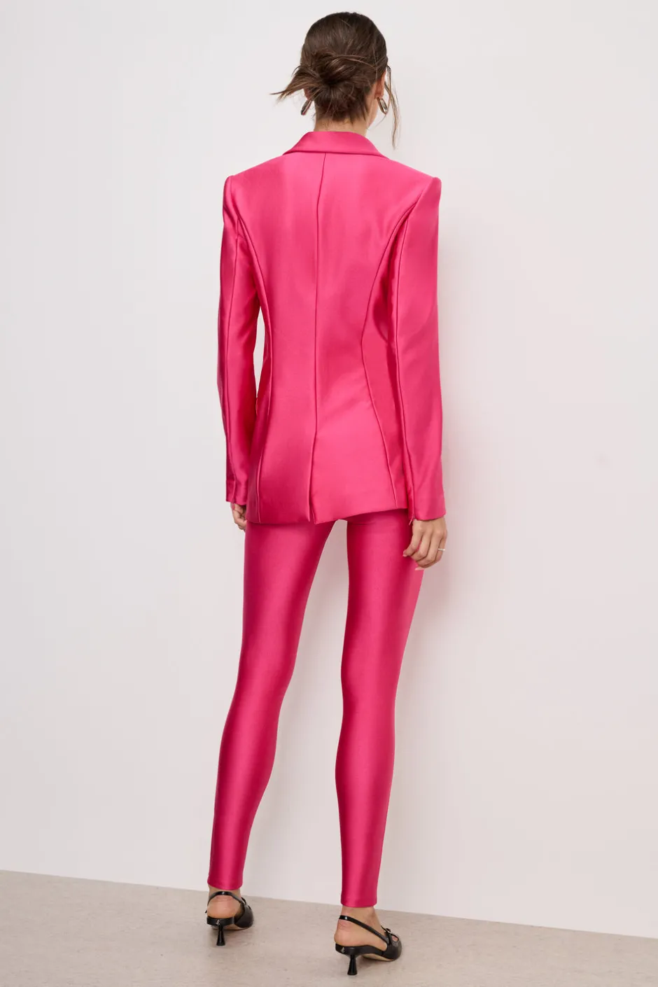 Good American Pants<COMPRESSION SHINE GOOD WAIST LEGGINGS Ballerina pink004