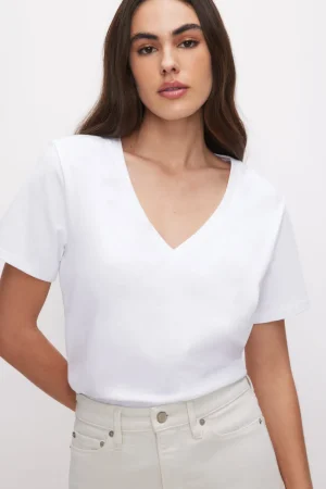 Good American Tops | Tees & Tanks<COTTON CLASSIC V-NECK TEE White001