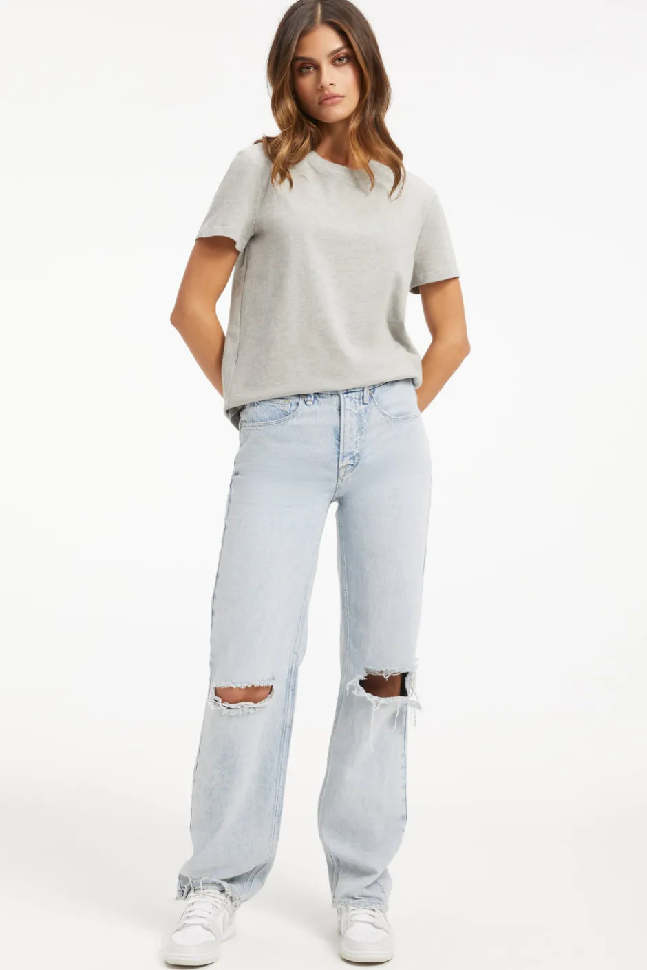 Good American Tops | Tees & Tanks<COTTON CLASSIC TEE Heather grey001
