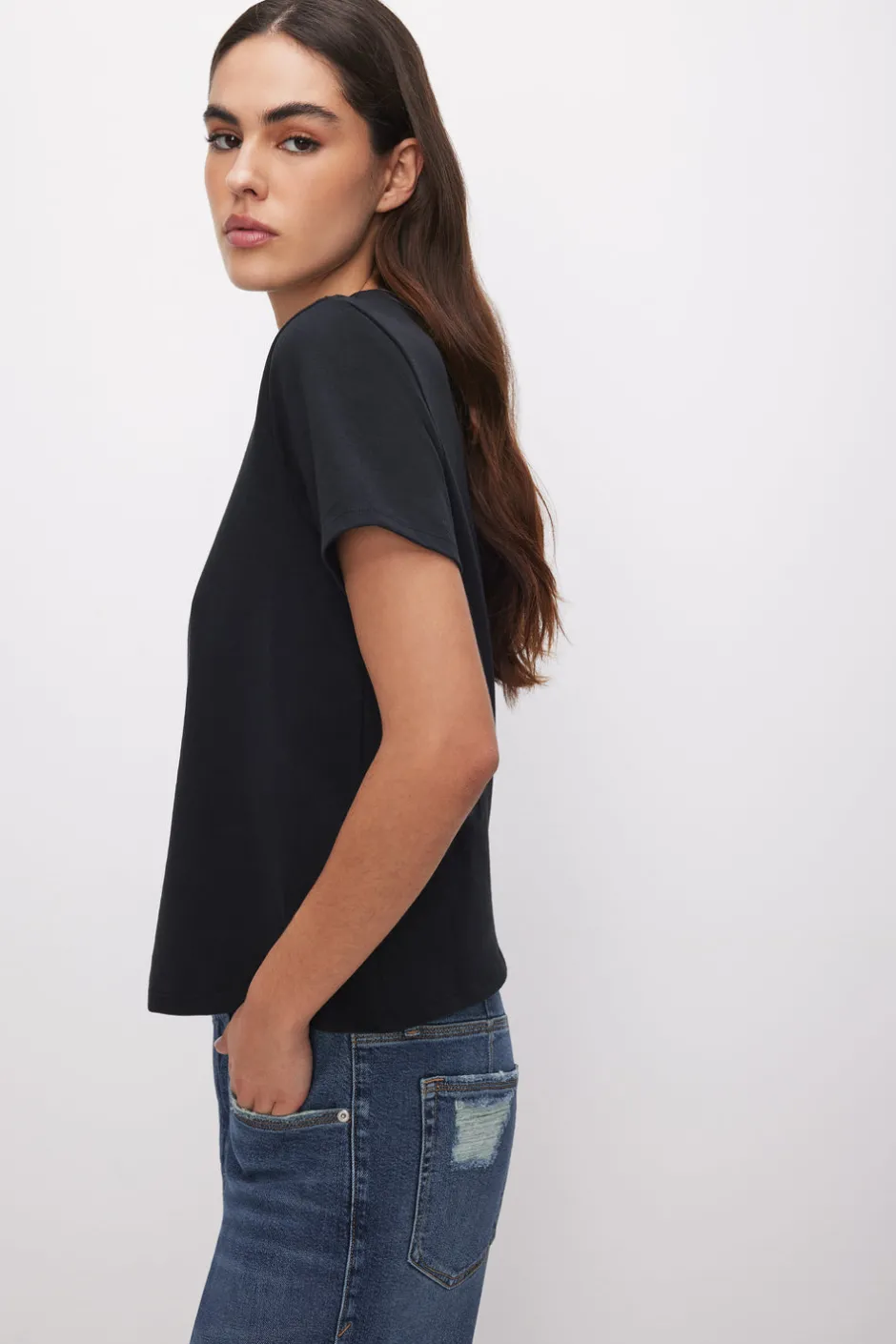 Good American Tops | Tees & Tanks<COTTON CLASSIC TEE Black001