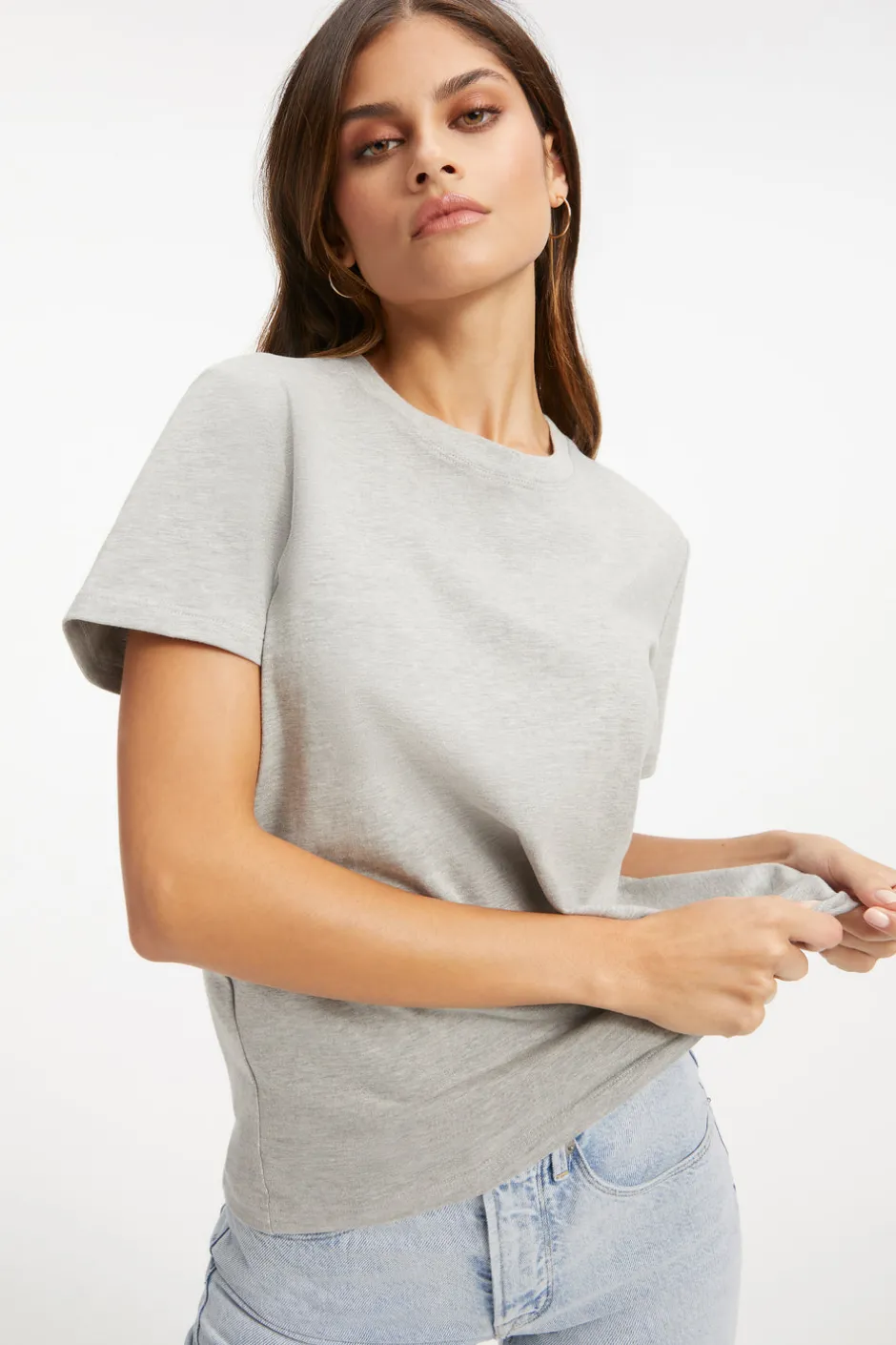 Good American Tops | Tees & Tanks<COTTON CLASSIC TEE Heather grey001