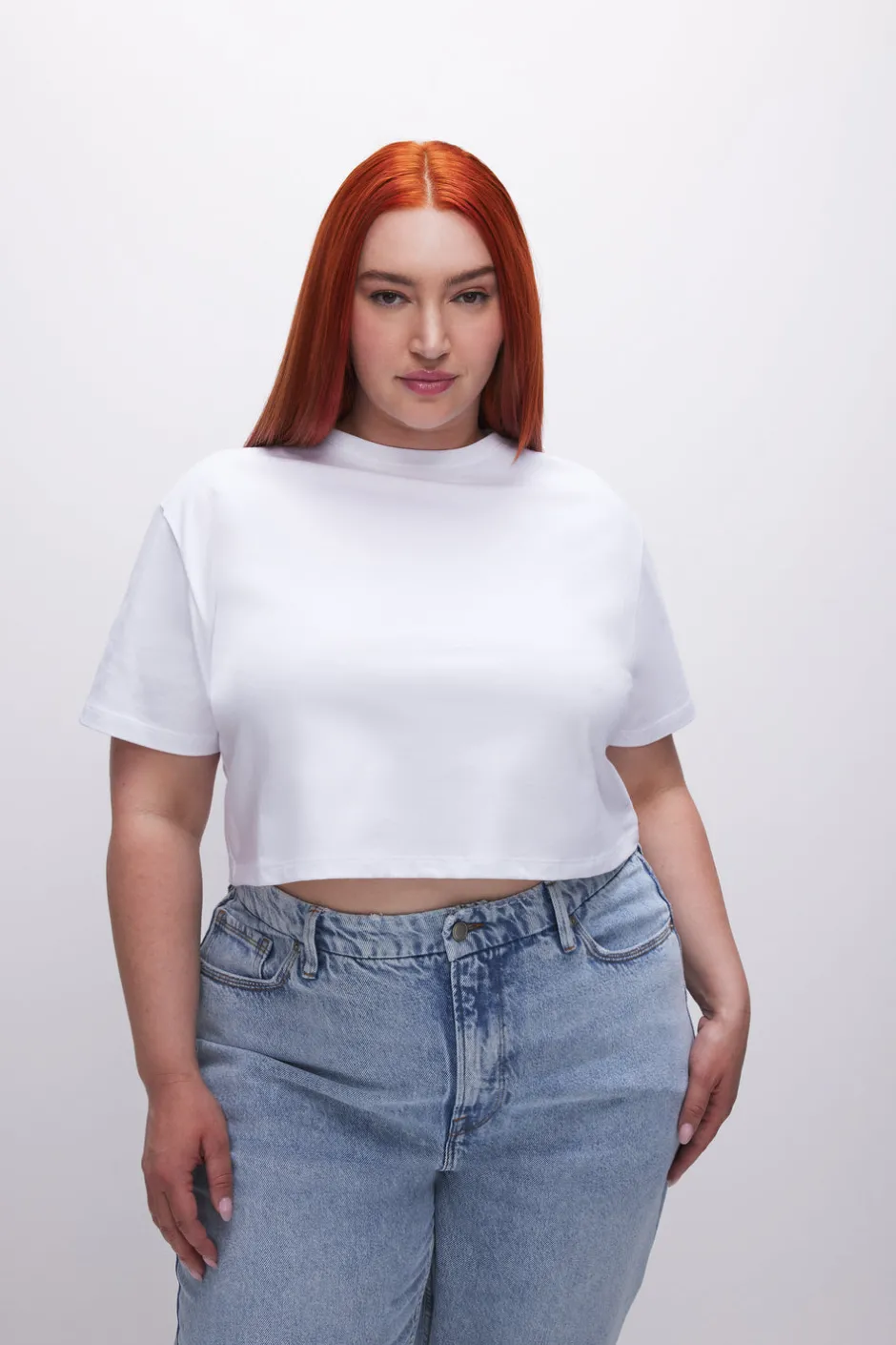 Good American Tops | Tees & Tanks<COTTON CROPPED TEE White001