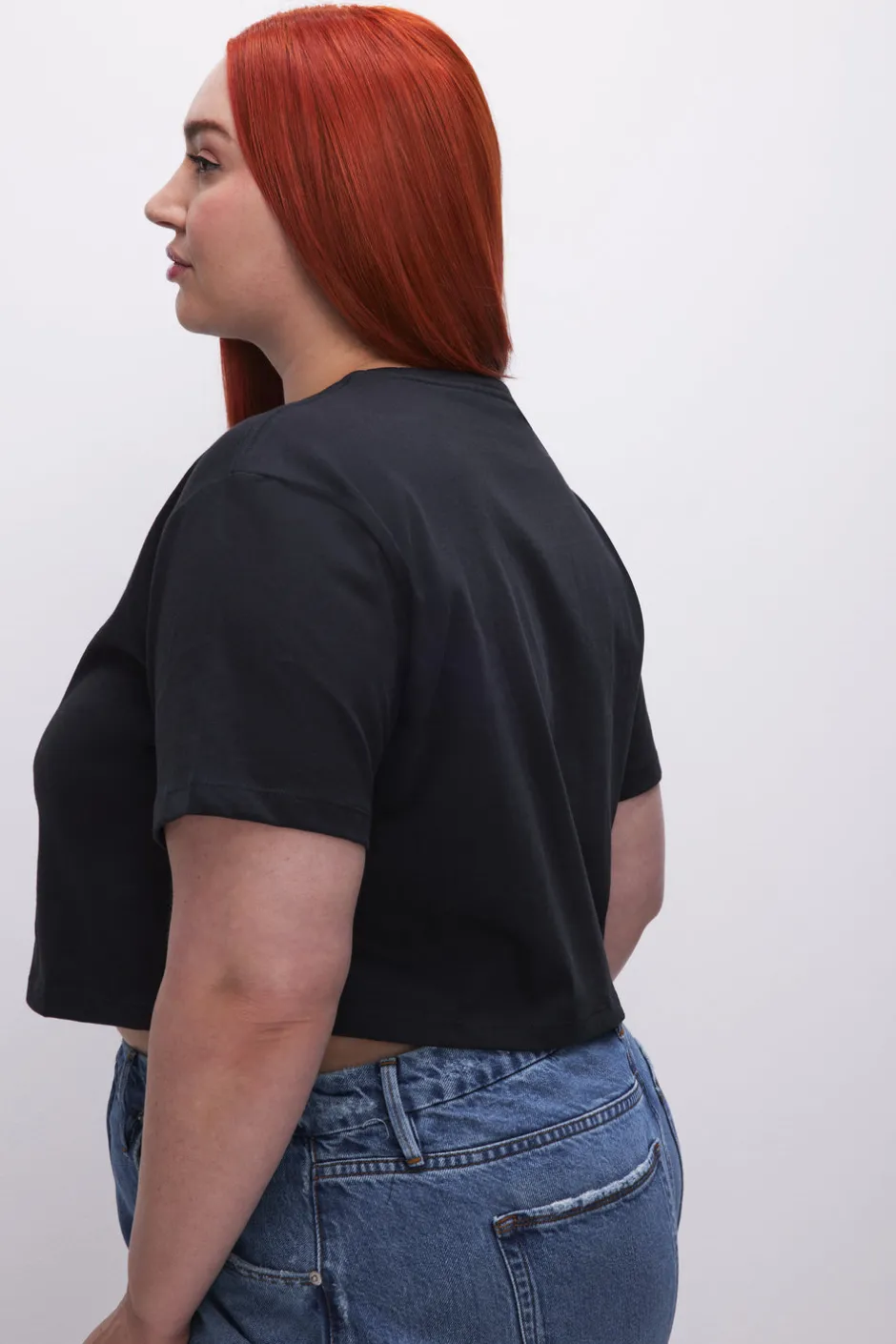 Good American Tops | Tees & Tanks<COTTON CROPPED TEE Black001