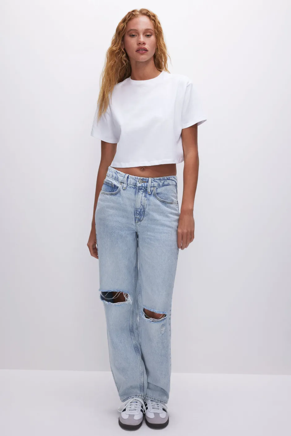 Good American Tops | Tees & Tanks<COTTON CROPPED TEE White001
