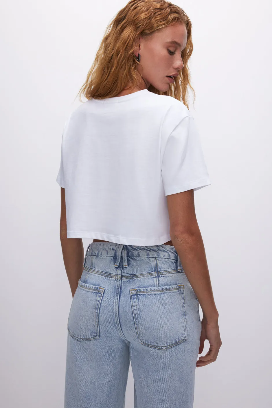 Good American Tops | Tees & Tanks<COTTON CROPPED TEE White001