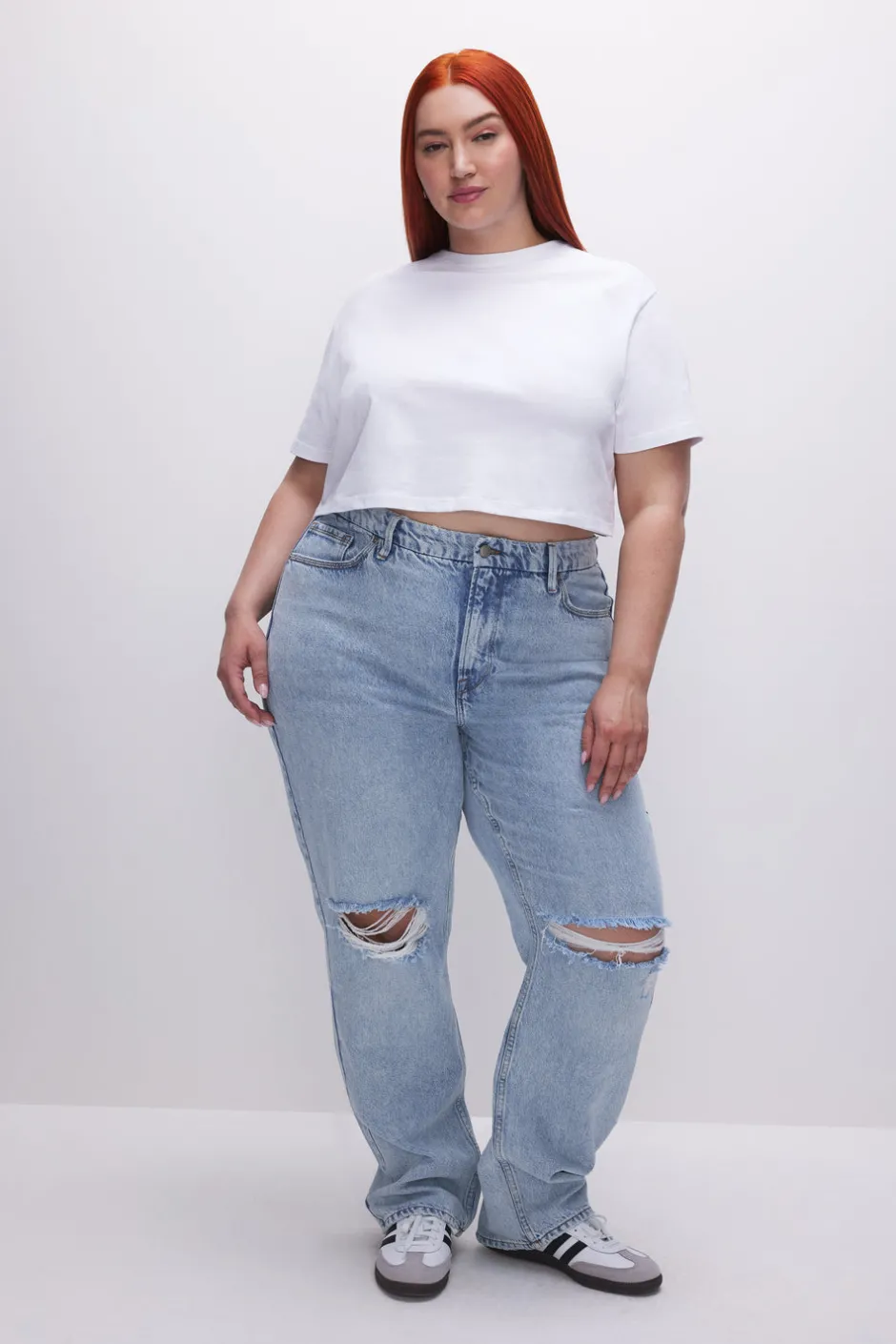 Good American Tops | Tees & Tanks<COTTON CROPPED TEE White001