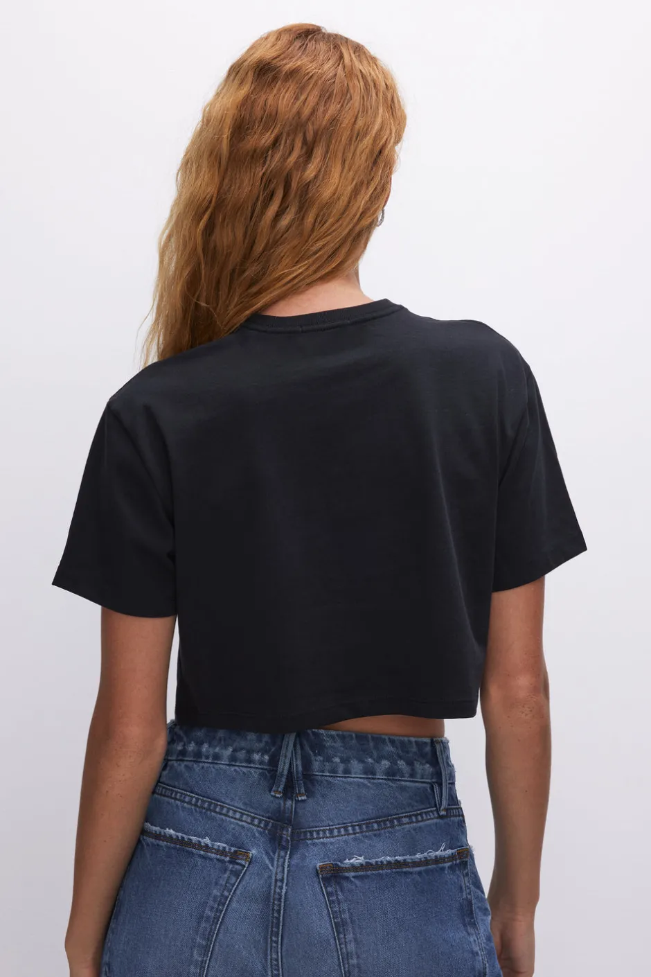 Good American Tops | Tees & Tanks<COTTON CROPPED TEE Black001