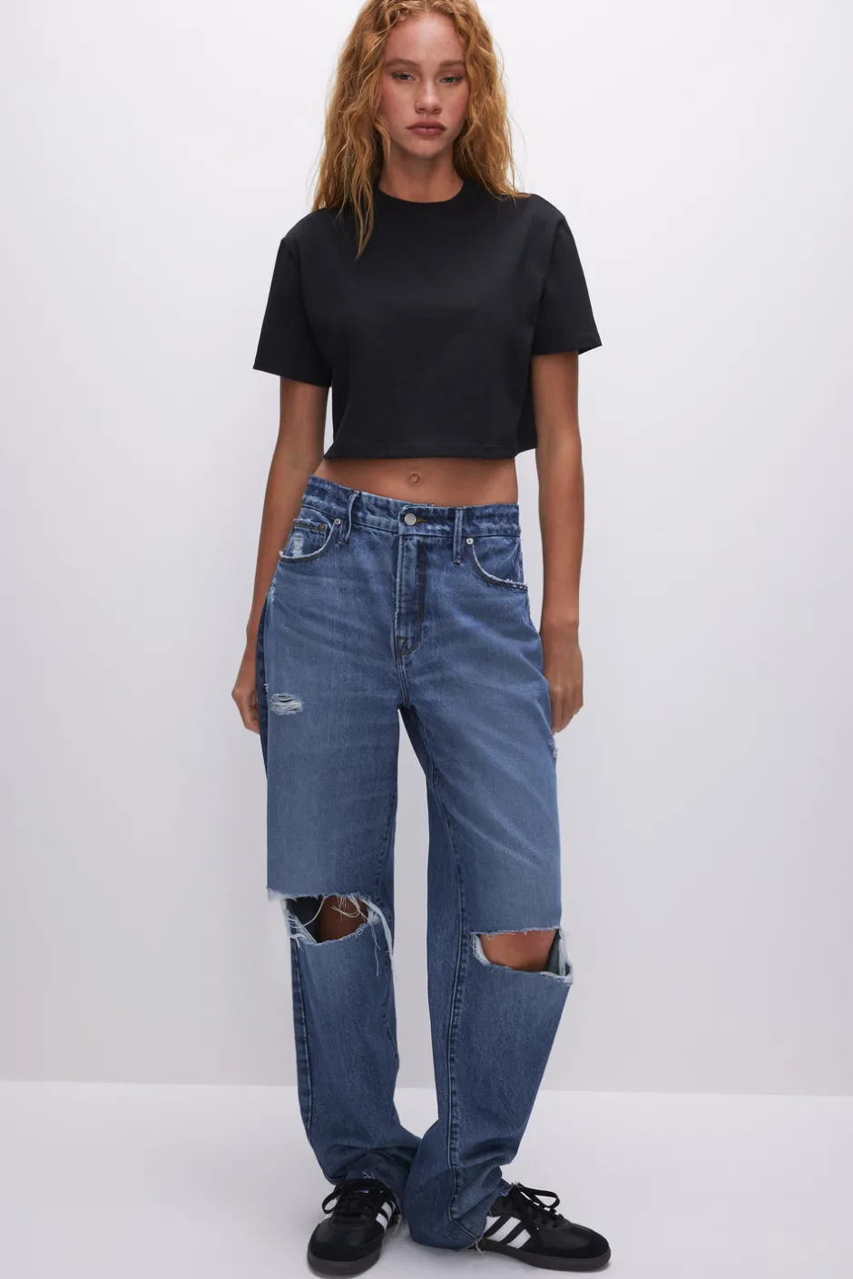 Good American Tops | Tees & Tanks<COTTON CROPPED TEE Black001