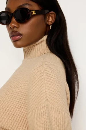 Good American Tops | Sweaters<COZY RIBBED TURTLENECK Wheat002