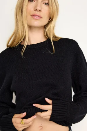 Good American Tops | Sweaters<COZY CREWNECK Black001