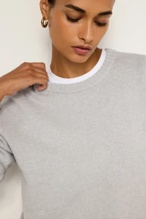 Good American Tops | Sweaters<COZY CREWNECK Heather grey001
