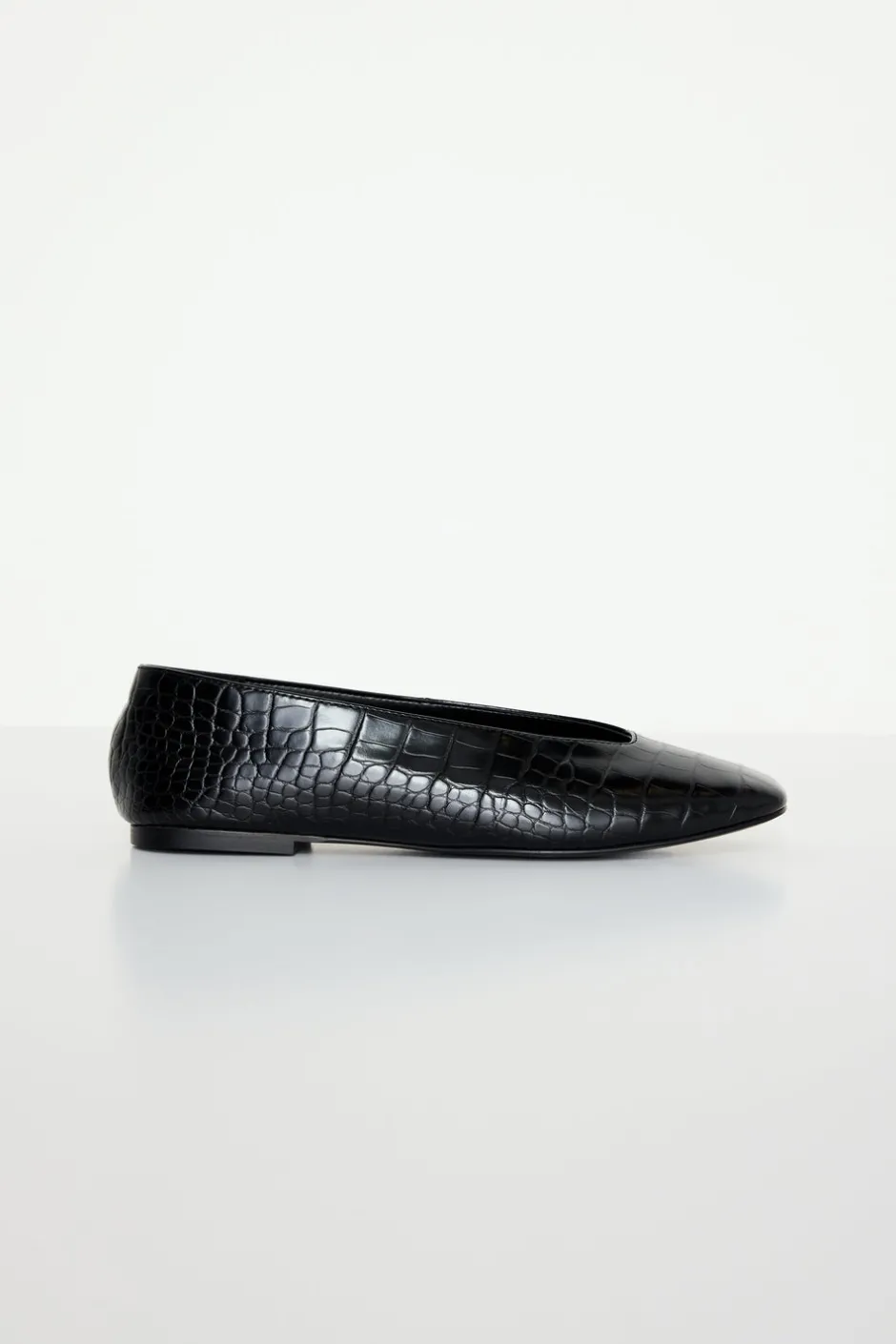Good American Shoes<CROCODILE BALLET FLATS Black001