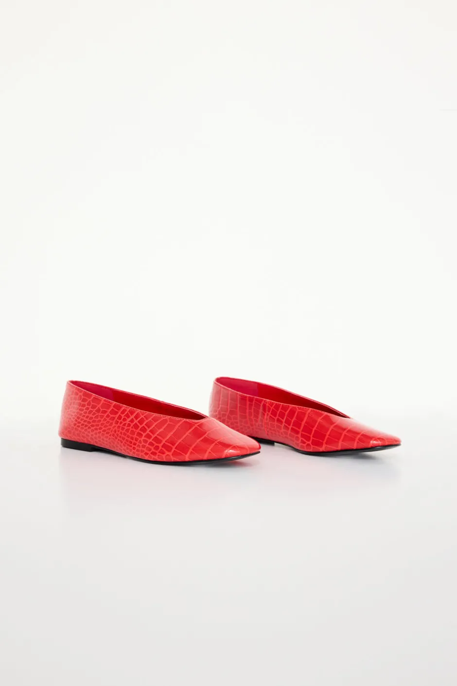 Good American Shoes<CROCODILE BALLET FLATS Grenadine003