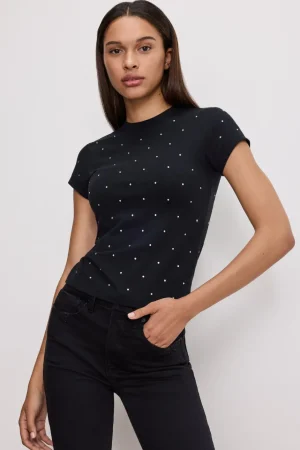 Good American Tops | Tees & Tanks<CRYSTAL BABY TEE Black001