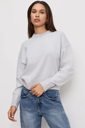 Good American Tops | Sweaters<CRYSTAL CREWNECK SWEATER Heather grey001