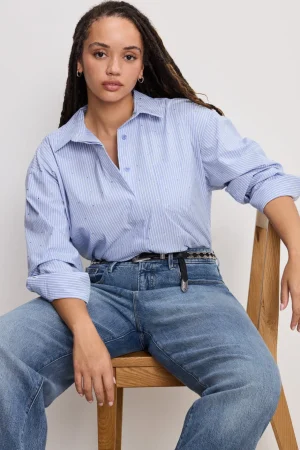 Good American Tops<CRYSTAL POPLIN GOOD SHIRT Hot girl stripe001