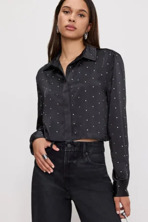 Good American Tops<CRYSTAL SATIN SHIRT Black001