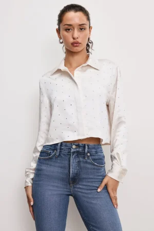 Good American Tops<CRYSTAL SATIN SHIRT Cloud white001