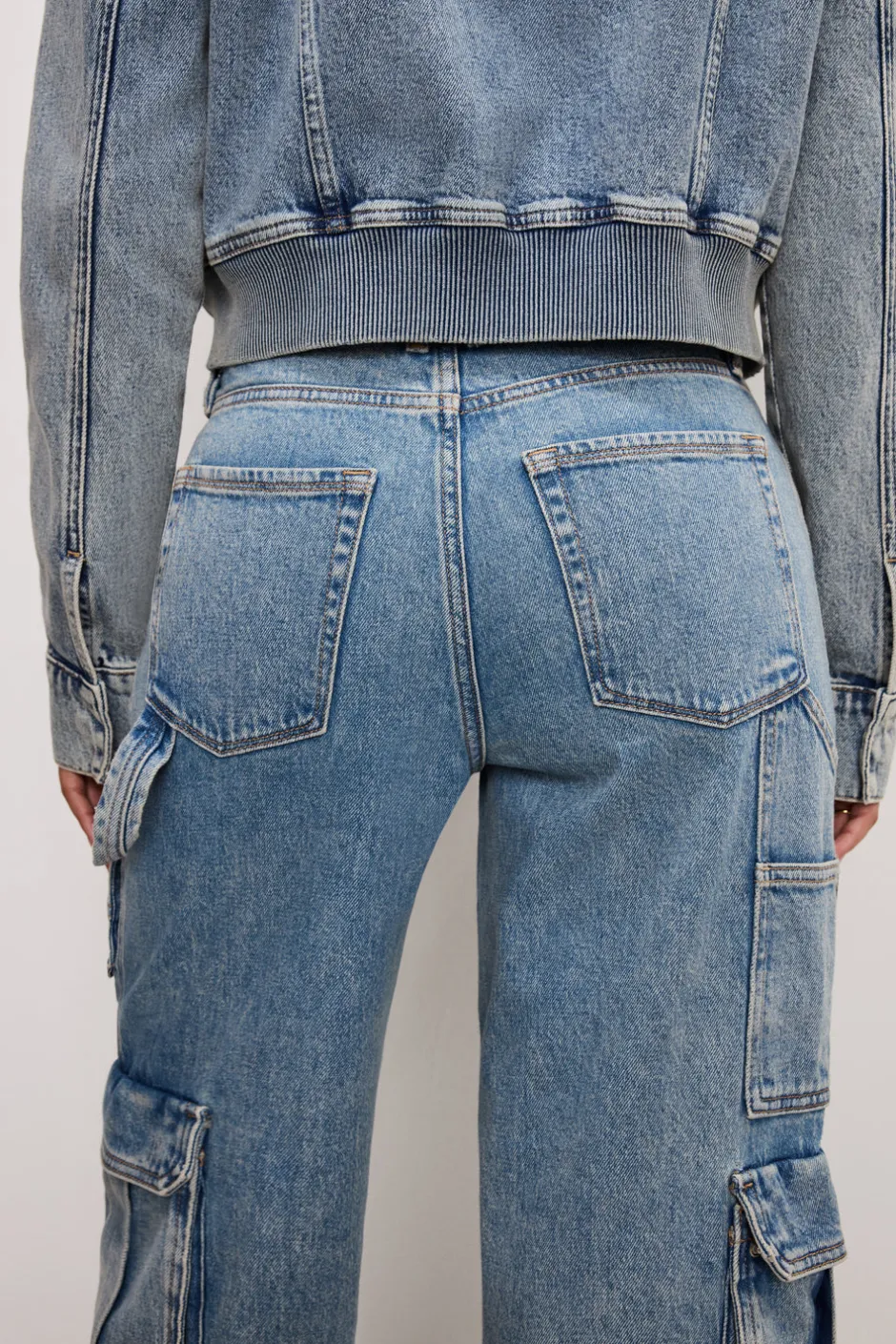 Good American Relaxed | Mid-Rise<DENIM CARGO PANTS Indigo762