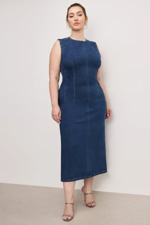 Good American Dresses<DENIM MIDI DRESS Indigo724