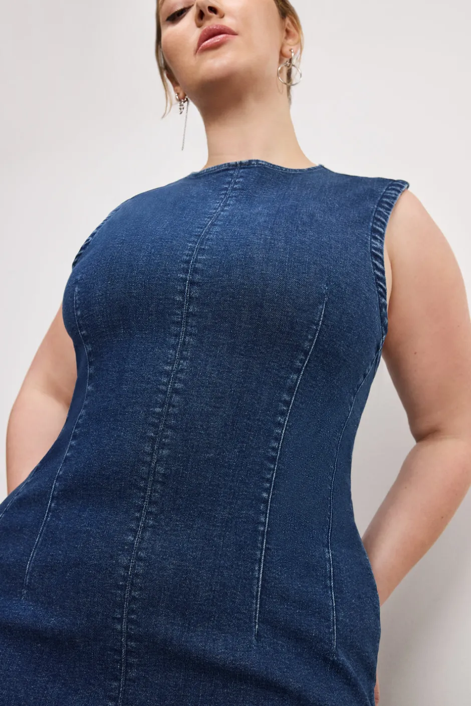 Good American Dresses<DENIM MIDI DRESS Indigo724
