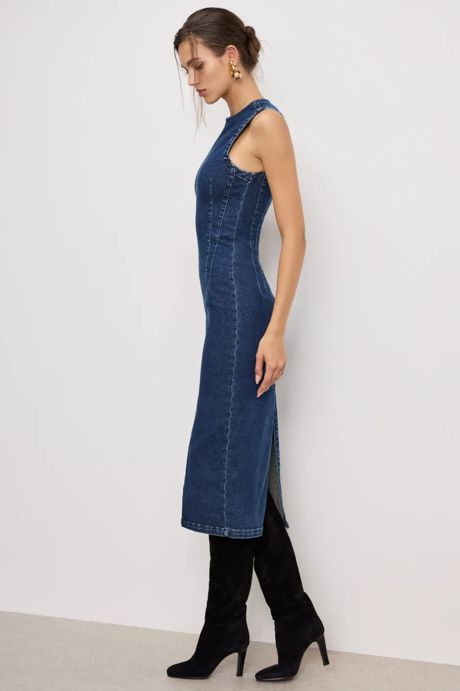 Good American Dresses<DENIM MIDI DRESS Indigo724