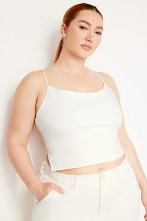 Good American Tops<DENIM TIE BACK HALTER Cloud white001