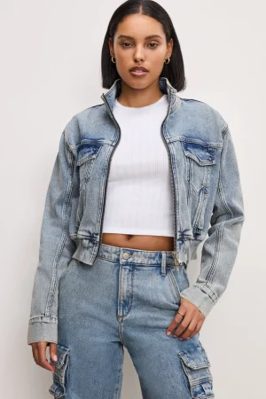 Good American Outerwear<DENIM TRUCKER JACKET Indigo762
