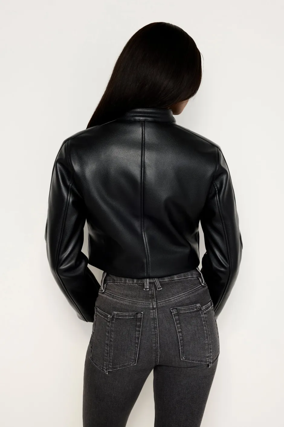 Good American Outerwear<FAUX LEATHER MOTO JACKET Black001