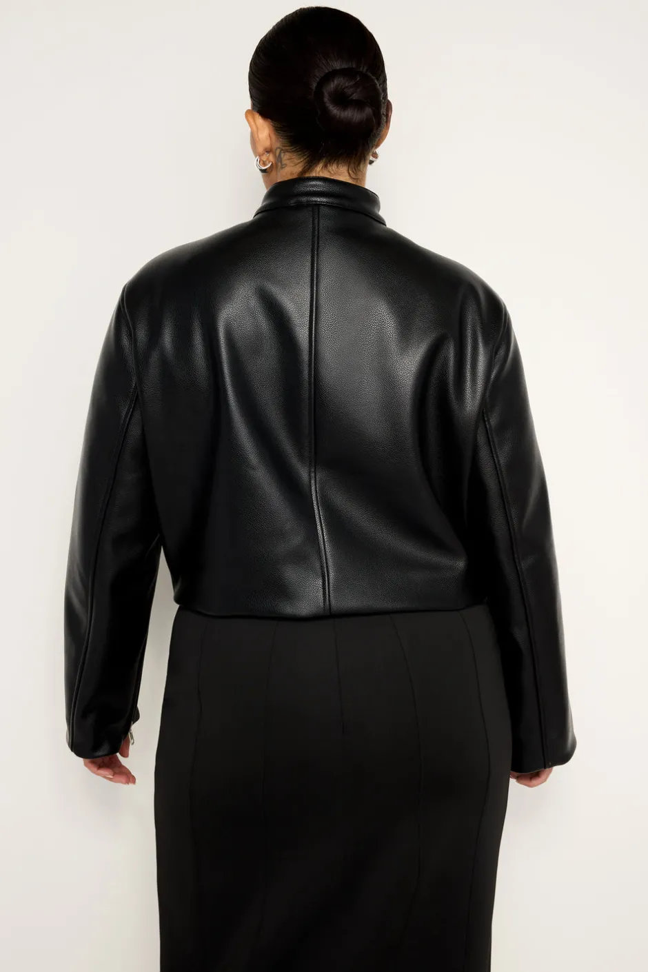 Good American Outerwear<FAUX LEATHER MOTO JACKET Black001