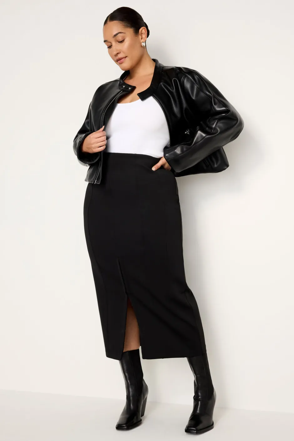 Good American Outerwear<FAUX LEATHER MOTO JACKET Black001