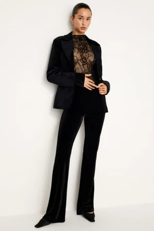 Good American Pants<FLARE VELVET PANTS Black001