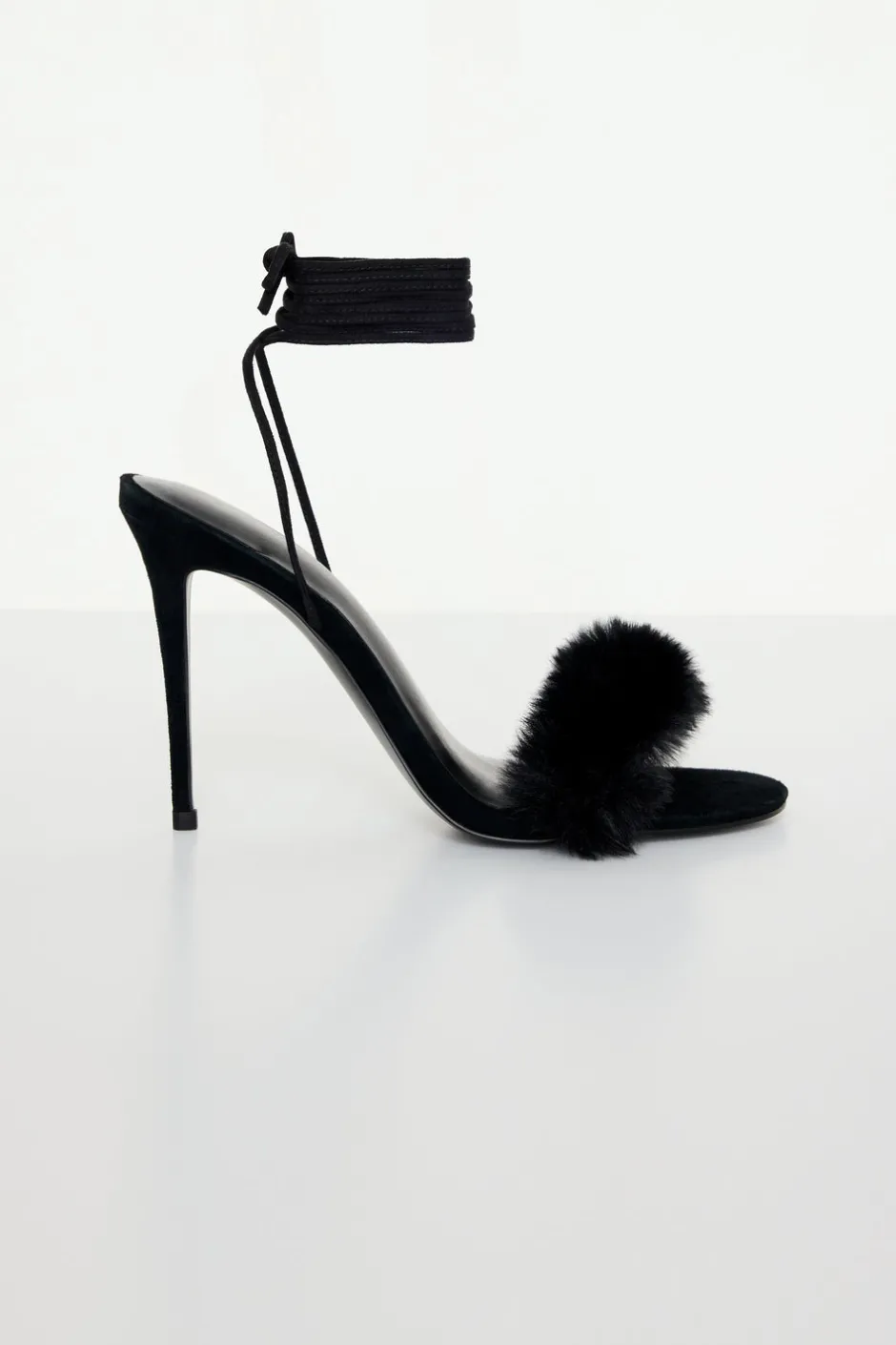 Good American Shoes<FUR WRAP HEELS Black001