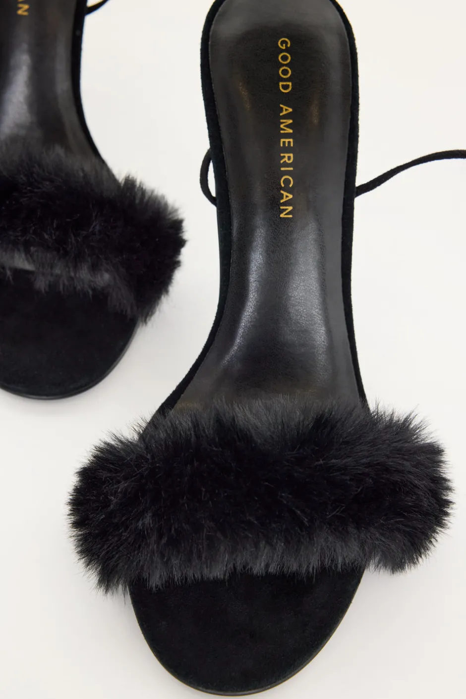 Good American Shoes<FUR WRAP HEELS Black001