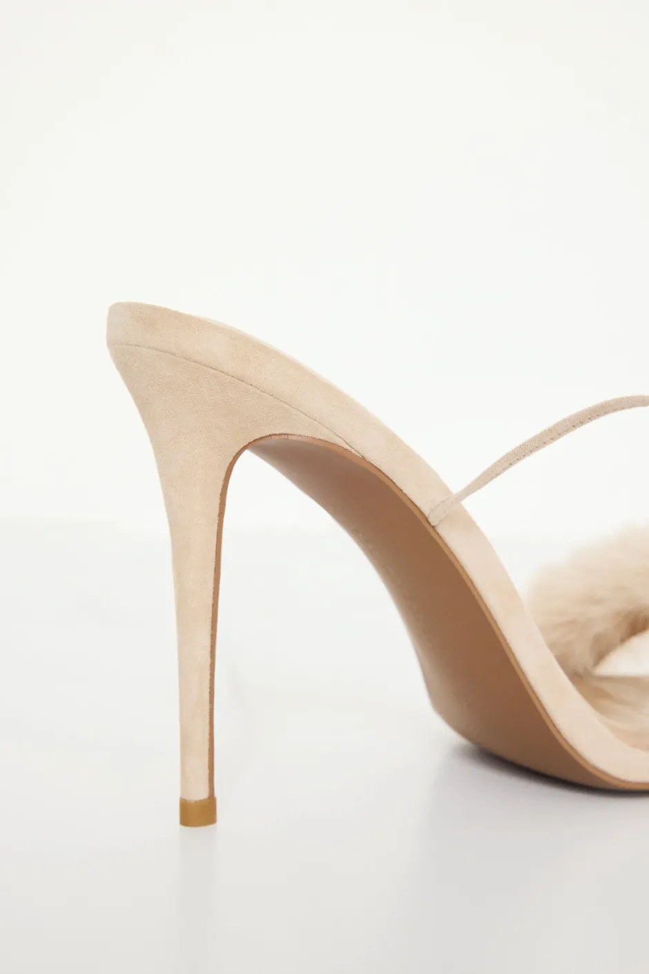 Good American Shoes<FUR WRAP HEELS Champagne005