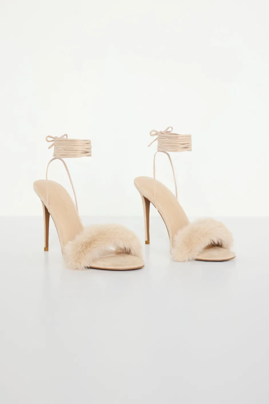 Good American Shoes<FUR WRAP HEELS Champagne005