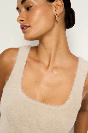 Good American Tops | Tees & Tanks<FUZZY TANK TOP Flax001