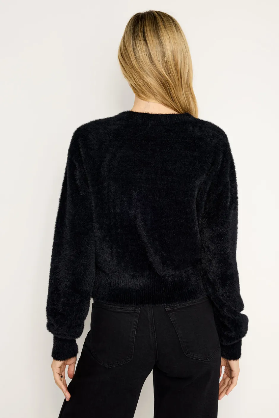 Good American Tops | Sweaters<FUZZY CARDIGAN Black001