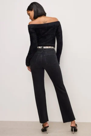 Good American Straight | High-Rise<GOOD BOY STRAIGHT CROPPED JEANS Black324