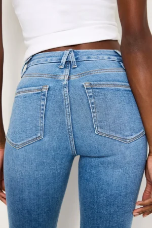 Good American Straight<GOOD CLASSIC SLIM STRAIGHT MOTO JEANS Indigo760
