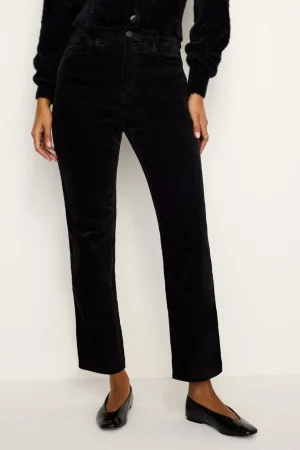 Good American Straight<GOOD CURVE STRAIGHT CORDUROY PANTS Black001