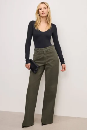 Good American Relaxed | Wide Leg<GOOD EASE TWILL TROUSERS Fatigue001